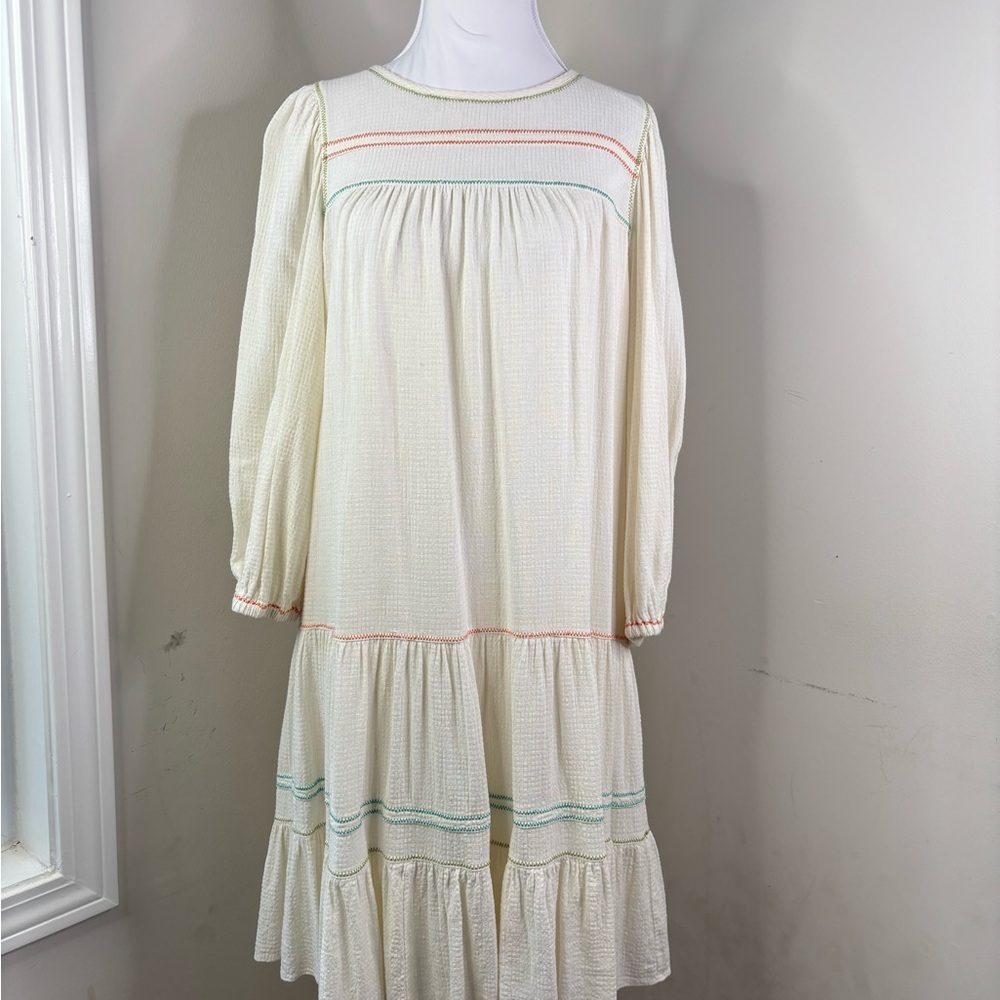 BN13 Current Air Anthropologie Embroidered Peasant Cottagecore Dress Boho Medium